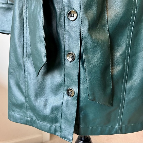 NEW YORK & COMPANY Green Faux Leather Button Down Shirt Dress—SZ. XS - Picture 3 of 17